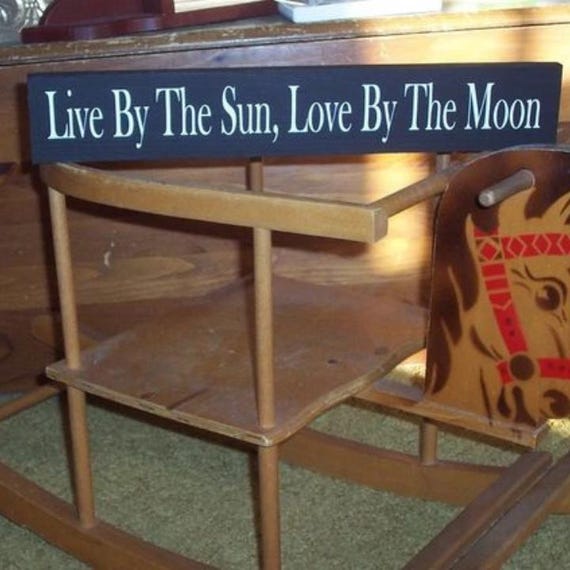 Live By The Sun, Love By The Moon Wood Sign Vinyl Block Sign Shelf Sitter Wall Hanging Plaque Wedding Bedroom Kids Room Entryway Home Decor