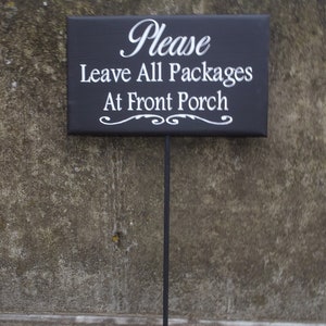 Please Leave Packages Front Door Wood Vinyl Stake Sign Functional Everyday Decor Directional Signage Every Day Home Entrance Deliveries zdjęcie 8