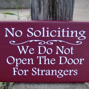 No Soliciting Do Not Open Door For Strangers Wood Sign Vinyl Home Decor Front Door Hanger Privacy Sign Do Not Disturb Yard Sign Porch Sign image 10