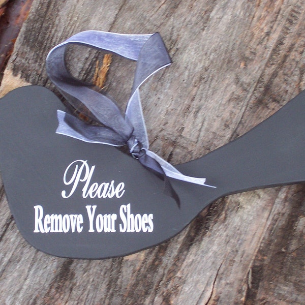 Please Remove Shoes Wood Vinyl Sign Black Bird Wooden Entry Door Hanger Sign Bird Ornament Take Off Shoes No Shoes Sign Wreath Attachment