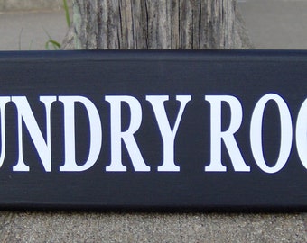 Laundry Room Door Sign or Wall Decor Plaque or as Interior Wall Hanging Indoor Directional Signage for Home or Business Salon Wood Vinyl Art