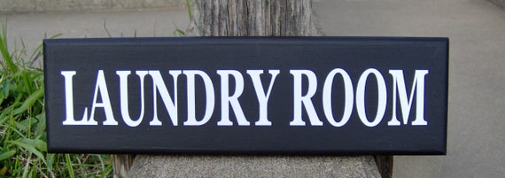 Laundry Room Door Sign or Wall Decor Plaque or as Interior Wall Hanging Indoor Directional Signage for Home or Business Salon Wood Vinyl Art