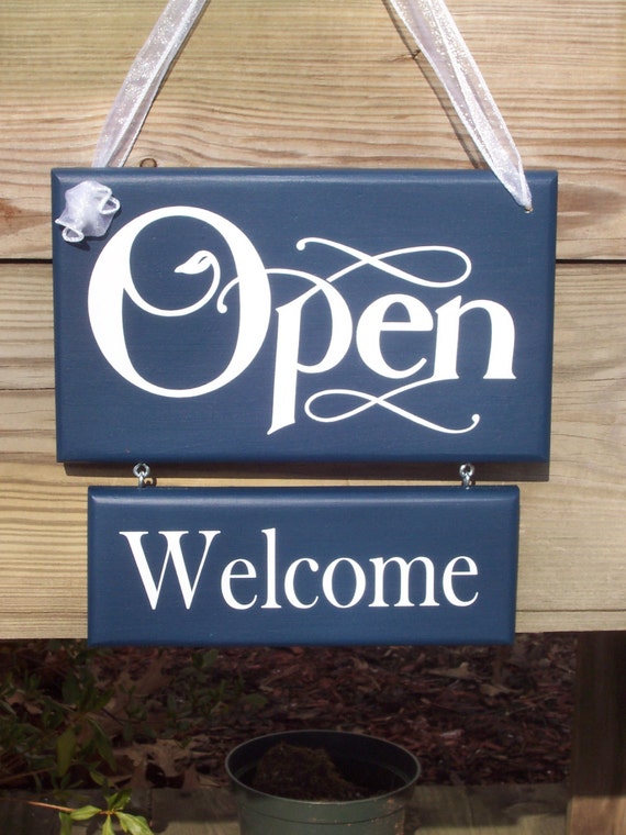 Open Closed Wood Welcome Sign Please Come Again Business Office Decor for Front Door Entry Wooden Vinyl Decor for Entrance Door Wall Hanger