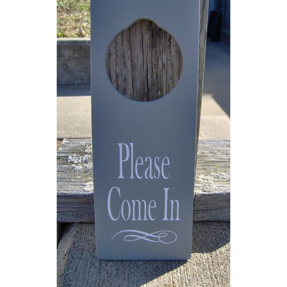 Please Come In Door Knob Hanger Sign Office Business Wood Vinyl Sign Available Health Beauty Salon Spa Massage Grand Open Gift Door Handle