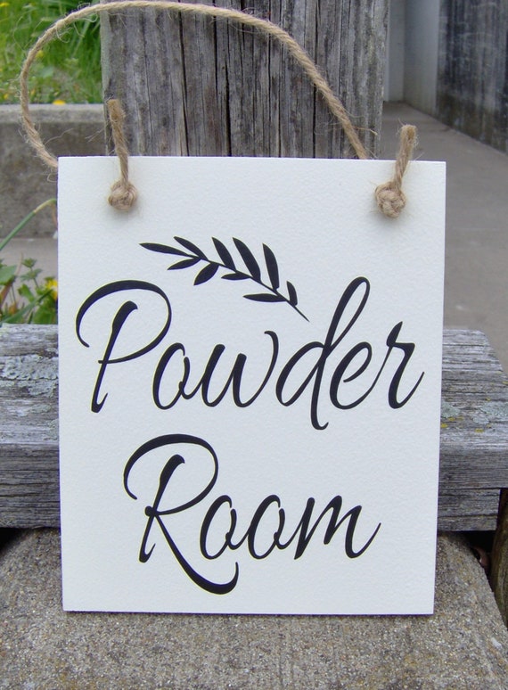 Powder Room Wood Signs Vinyl Sign Door Hanger Bathroom Door Sign Door Decor Housewarming New Home Unique Gift Bathroom Decor Home Decor Art