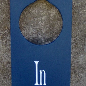 In Session Door Knob Hanger Wood Vinyl Sign Nautical Navy Blue Business Retail Shop Spa Salon Massage Therapy Private Please Wait Inform image 3