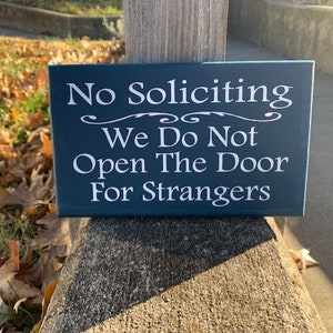 No Soliciting Do Not Open Door For Strangers Wood Sign Vinyl Home Decor Front Door Hanger Privacy Sign Do Not Disturb Yard Sign Porch Sign image 6