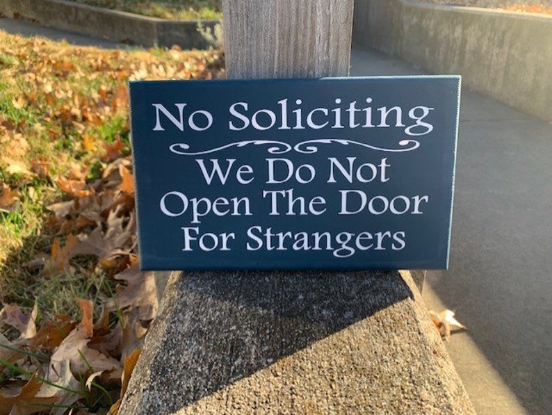 No Soliciting Do Not Open Door For Strangers Wood Sign Vinyl Home Decor Front Door Hanger Privacy Sign Do Not Disturb Yard Sign Porch Sign image 6