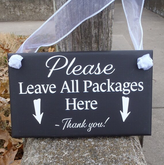 Please Leave Packages Here with Arrows Sign for Front Door or Back Directional Signs Entryway Porch Outdoor Decorative Wood Vinyl Signage