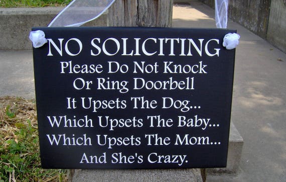 No Soliciting Do Not Knock Ring Upsets Dog Baby Mom She's Crazy Wood Vinyl Sign Door Hanger Porch Sign Housewarming Wall Decor Wall Sign