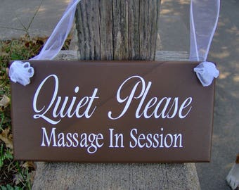 Quiet Please Massage In Session Wood Sign Vinyl Plaque Brown Office Sign Business Sign Office Supplies Beauty Massage Door Sign Wall Hanging