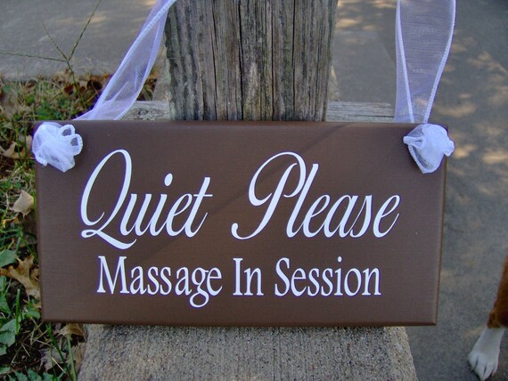 Massage In Session Wood Sign Vinyl Plaque Brown Office Decor Quiet Please Door Hanging Wooden Vinyl Business Signs for Therapists Salons