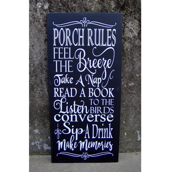 Vertical Porch Rules Wood Vinyl Sign Memories Wall  Hanging for your Home