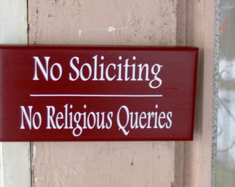 No Soliciting No Religious Queries Wood Vinyl Sign Porch Front Door Hanger Entry Sign Wooden Yard Signs Outdoor House Sign Wall Decor Season