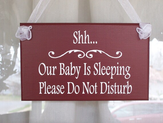 Baby Sleeping Sign Do Not Disturb Signs Quiet Please Baby Shower Gift Mom To Be New Baby Gift Kids Room Signs Door Decor Wood Vinyl Signs