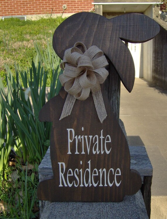Bunny Rabbit Farmhouse Primitive Rustic Country Private Residence Wood Vinyl Sign Porch Sign Home Decor Front Door Decor Privacy Door Gift