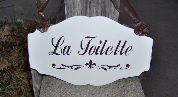 La Toilette Fleur De Lis Wood Sign Vinyl French Country Decor Bathroom Restroom Powder Room Wash Room Door Sign Dressing Table Home Decor