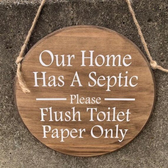 Home Septic Sign for Bathroom Wall Decor Interior Home Accent Decorative and Functional for Homes Business Pool House Wood Vinyl Signs Art