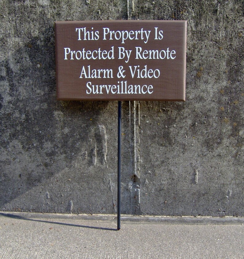 Property Protected by Remote Alarm Video Surveillance Wood Etsy