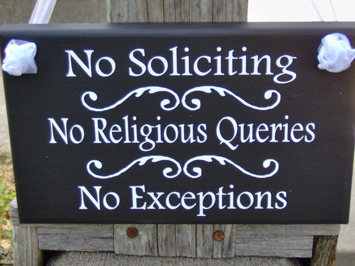 No Soliciting No Religious Queries No Exceptions Wood Vinyl - Etsy