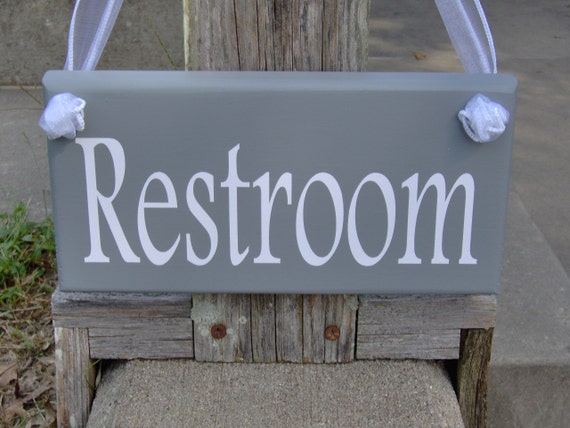 Restroom Sign Wood Vinyl Sign Powder Room Bathroom Sign Decor Directional Hallway Signage Office Supplies Business Decor for Visitors Guest