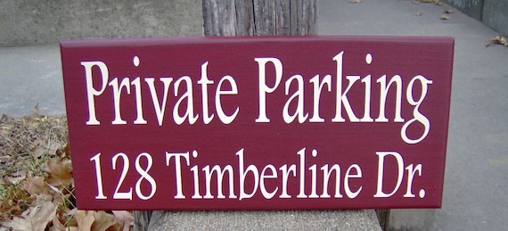 Private Parking Sign House Number Street Address Display on Driveway or Garage Wall Professional Home or Office Decor Wood Vinyl Signage
