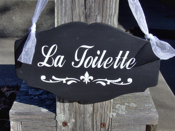 La Toilette Sign Fleur De Lis Wood Vinyl Sign Dressing Table French Bathroom Sign Restroom Powder Room Home Decor Door Hanger Sign Paris