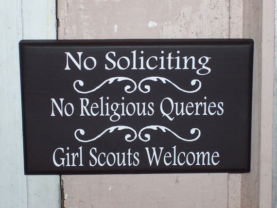 No Soliciting No Religious Queries Girl Scouts Welcome Signs Etsy