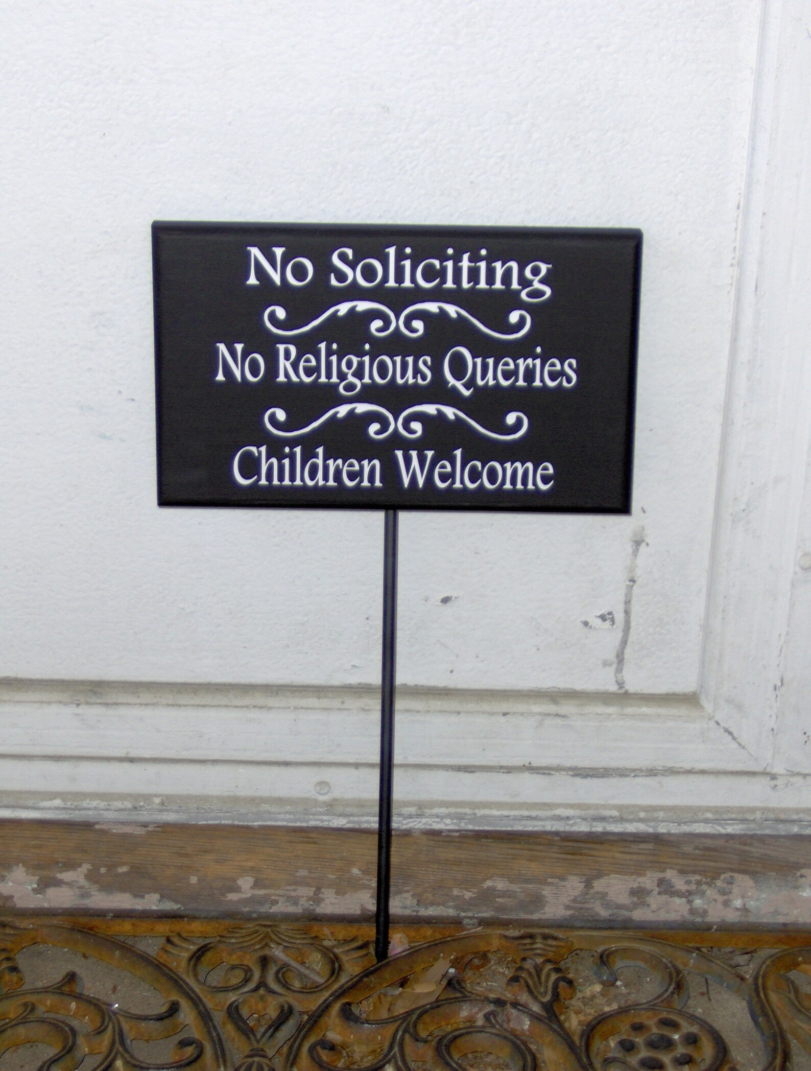 No Soliciting No Religious Queries Children Welcome Wood Vinyl - Etsy