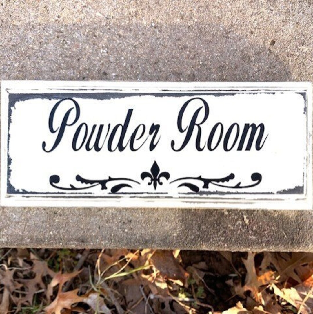 Powder Panel Signs Home Decor Powder Room Fleur De Lis Wood Vinyl Signs for Interior Door ...