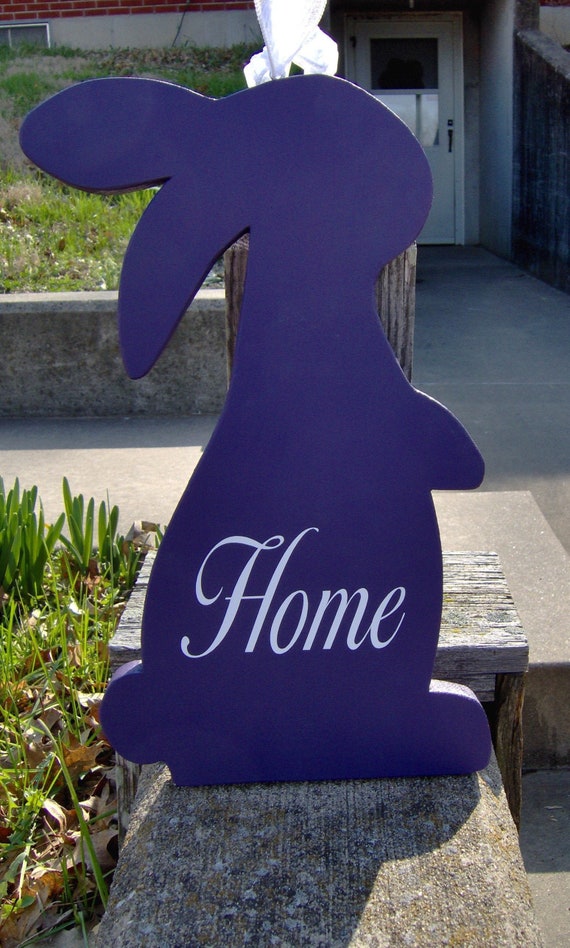 Bunny Rabbit Cutout Wood Vinyl Sign Porch Sign Home Decor Daily Front Door Decor Privacy Purple Outdoor Entryway Sign Holiday Themed Signage