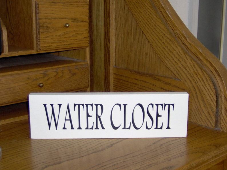 Water Closet Sign Wood Vinyl Sign English Cottage Chic Etsy
