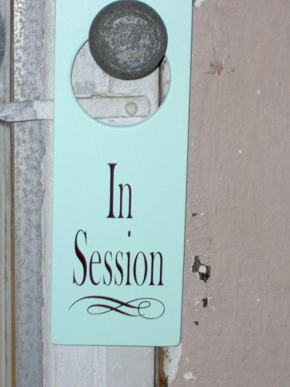 In Session Door Knob Hanger Wood Vinyl Sign Beach Style Color Business Office Retail Spa Sign Massage Sign Salon Therapy Doctor Personal
