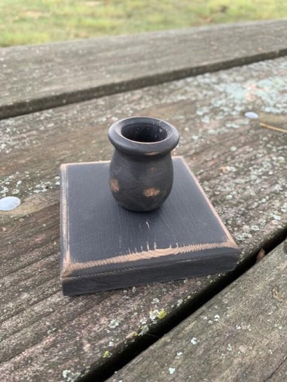Candle Holder Primitive Rustic Home Table Decor Wooden Home Tabletop Accent Indoor or Outdoor Decorative Items for House Handmade of Wood