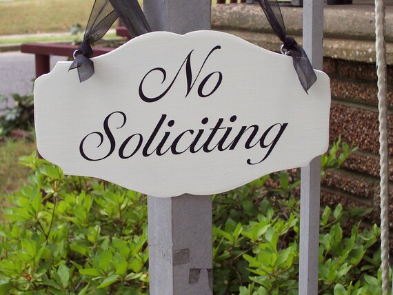 No Soliciting Sign Wood Vinyl Signs for Everyday Front Door or Wall Entrance Home Decor