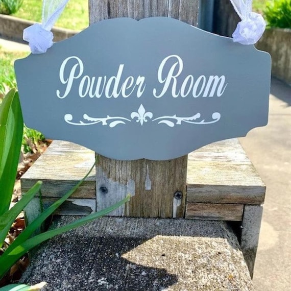 Decorative Bathroom Sign for Toilette Door or Wall Interior Wood Directional Signage for Home or Business Decor