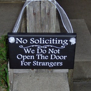 No Soliciting Do Not Open Door For Strangers Wood Sign Vinyl Home Decor Front Door Hanger Privacy Sign Do Not Disturb Yard Sign Porch Sign image 7