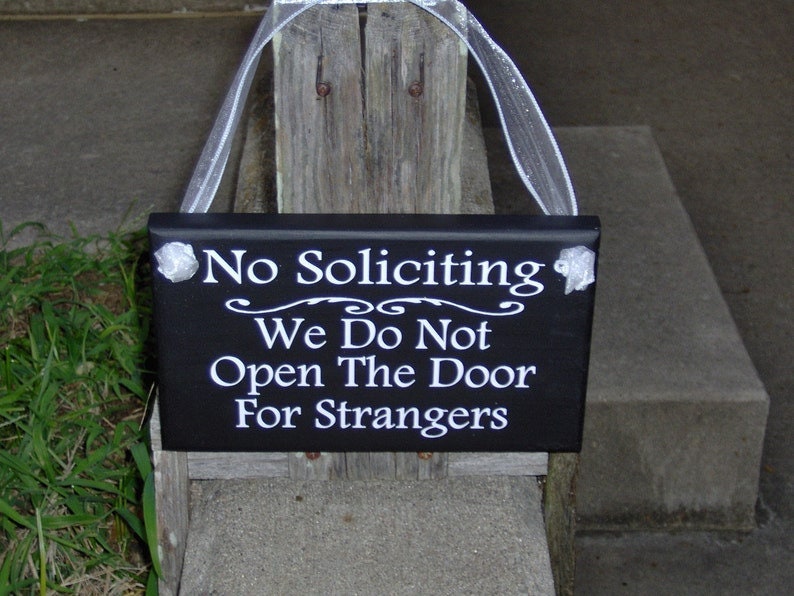 No Soliciting Do Not Open Door For Strangers Wood Sign Vinyl Home Decor Front Door Hanger Privacy Sign Do Not Disturb Yard Sign Porch Sign image 7