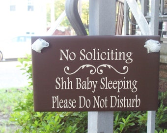 Bebé durmiendo puerta signo No solicitar por favor no molestar madera vinilo entrada porche puerta de entrada o pared colgante bebé ducha regalo nueva mamá
