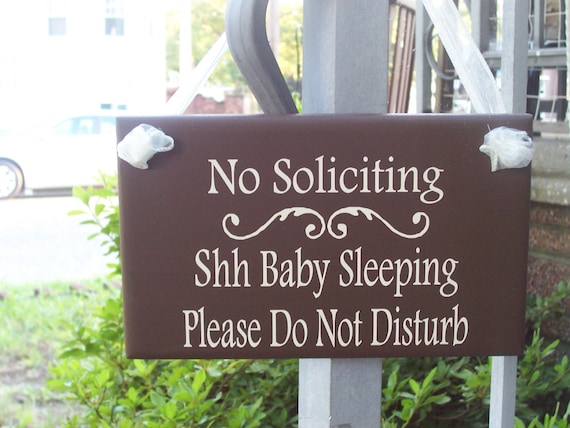 Baby Sleeping Door Sign No Soliciting Please Do Not Disturb Wood Vinyl Entrance Porch Entry Door or Wall Hanging Baby Shower Gift New Mom