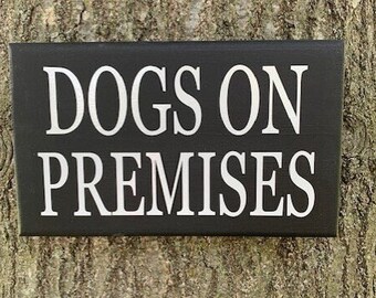 Home Owner Dog Sign for Yard Dog On Premises Wood Vinyl Signs Warning Security House Decor for Exterior Gates and Fences Backyard or Front