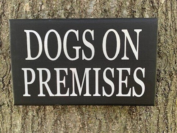 Home Owner Dog Sign for Yard Dog On Premises Wood Vinyl Signs Warning Security House Decor for Exterior Gates and Fences Backyard or Front