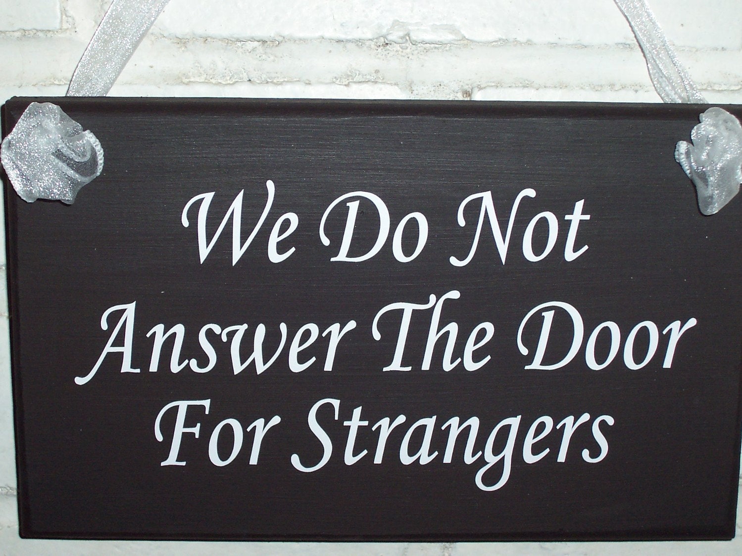 Door Sign for Home We Do Not Answer Door for Strangers Wood