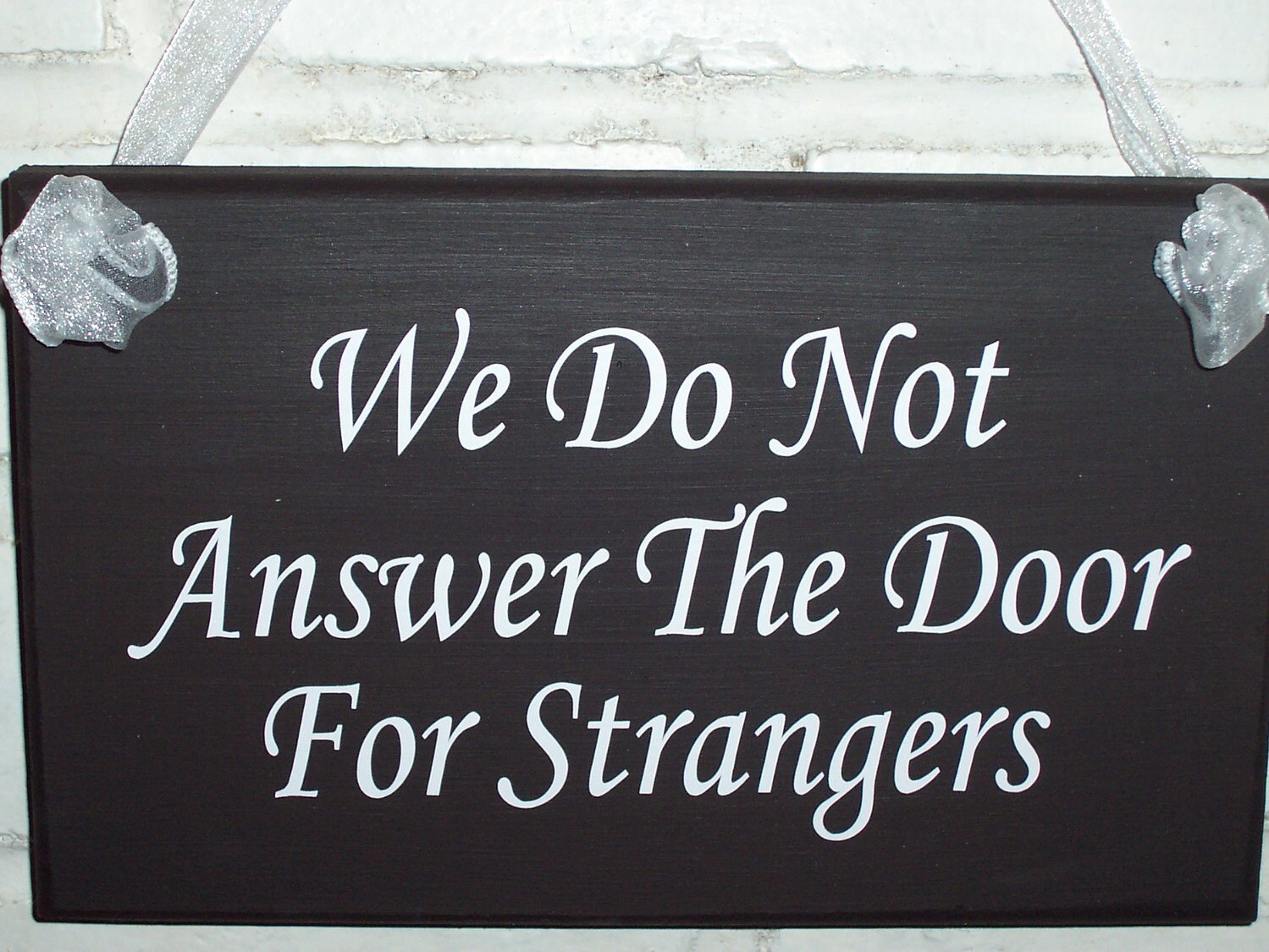 Door Sign for Home We Do Not Answer Door for Strangers Wood