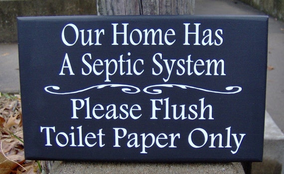 Septic System Sign for Bathrooms Please Flush Toilet Paper Only House Office Restroom Wall Signs Interior Wooden Vinyl Decor