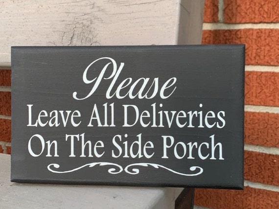 Deliveries Front Entry Door Sign for Homes or Businesses Wood Vinyl Sign More Options Available Directional Signage for Delivery Person