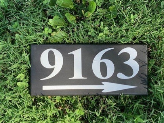 House Number for Homes or Business with Arrow Directional Signage Front Entry Wood Vinyl Decorative Signs