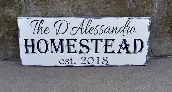 Last Name Homestead Established Family Wood Vinyl Sign Personalized Distressed Rustic Sign Wall Decor Wall Hangings Wedding Gift Home Decor