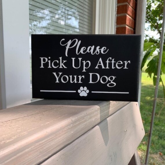 Please Pick Up After Dog Wood Vinyl Front Yard Dog Poop Signs Personalized Keep Off Lawn Decor For Home Exterior House Plaque Curb Your Pet