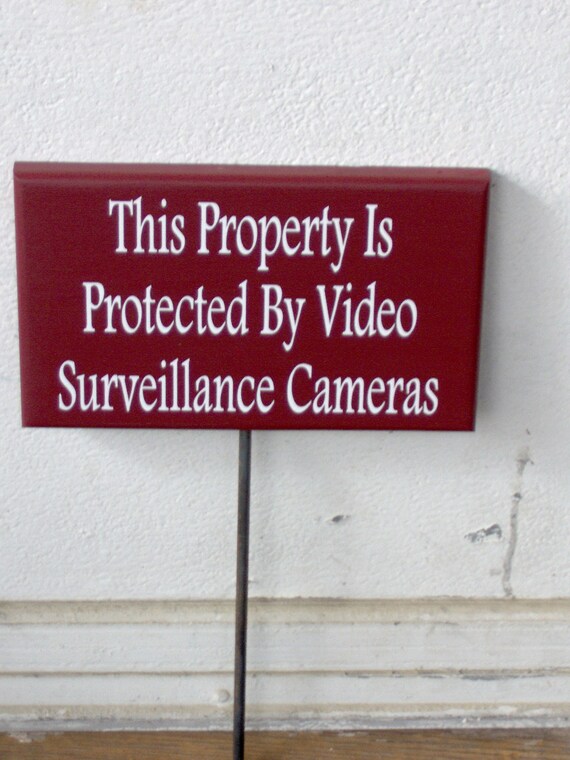 Property Protected Video Surveillance Cameras Wood Vinyl Sign Yard Stakes Front Yard Sign Outdoor House Signs Security Cameras Driveway Sign